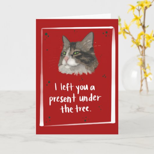 Cat Barf Funny Christmas Karte (Gelbe Blume)