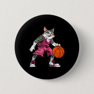 Cat Basketball Player _ Basketball Katzenklatsche  Button