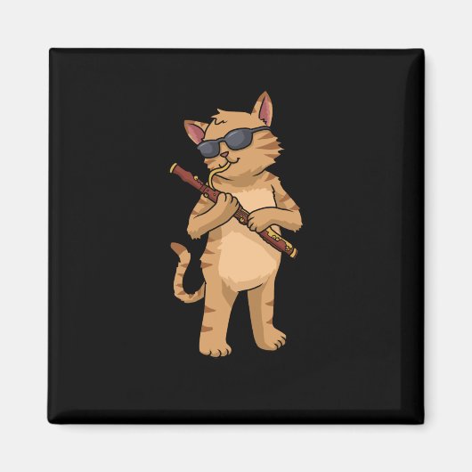 Cat Bassoonist Gift Men Jazz Music Cat Bassoon Magnet (Vorne)