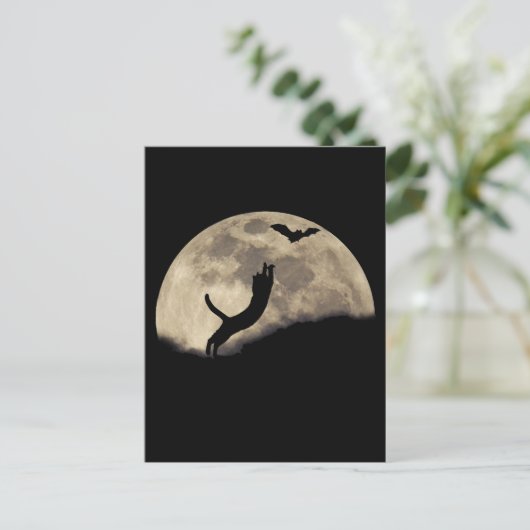 Cat Bat Moon Postkarte (Stehend Vorderseite)
