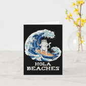 Cat Beaches Funny Japanese Hola Cat Surfing Karte (Gelbe Blume)