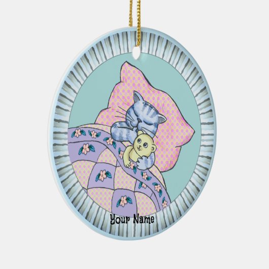 Cat Bedtime Keramik Ornament (Rechts)