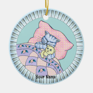Cat Bedtime Keramik Ornament