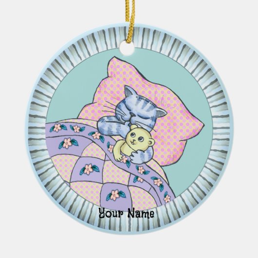 Cat Bedtime Keramik Ornament (Vorne)