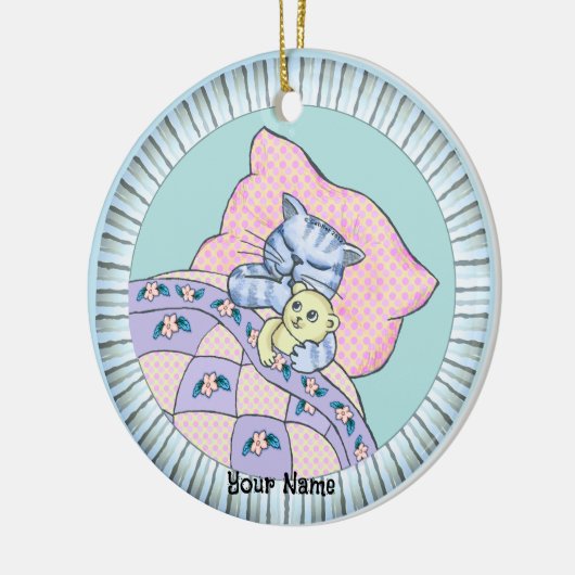 Cat Bedtime Keramik Ornament (Links)