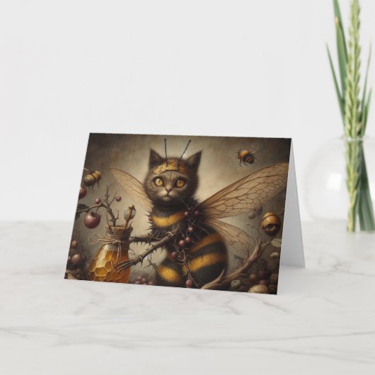 Cat Bee Fairy Dark Fantasy Karte (Vorderseite)