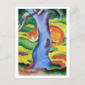 Cat Behind a Tree Franz Marc Postkarte (Vorderseite)