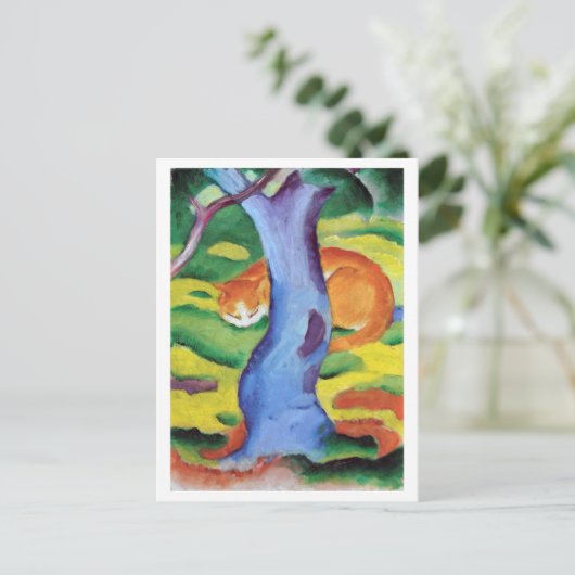 Cat Behind a Tree Franz Marc Postkarte (Stehend Vorderseite)