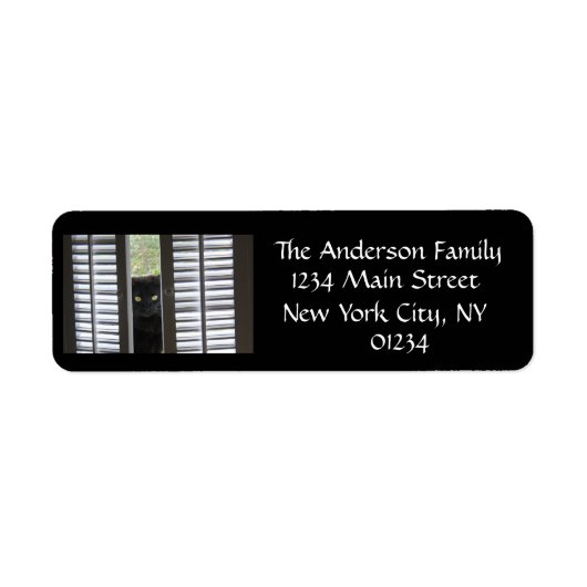 Cat Behind Shutters Schwarzweiß-Rücksendeadresse (Vorne)