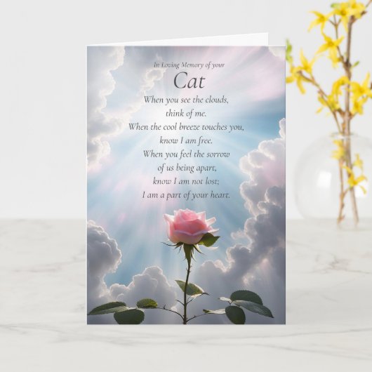 Cat Beileid Beileidsbekundungen Single Rose Spirit Karte (Gelbe Blume)