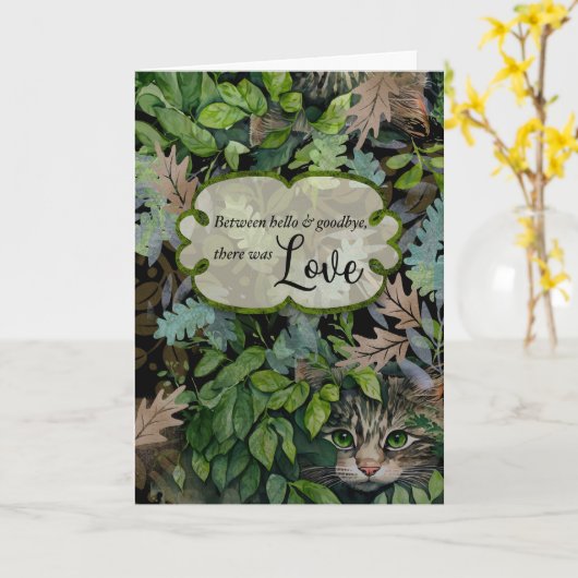 Cat-Beileid-Blätter und Katzen-Collage Karte (Gelbe Blume)