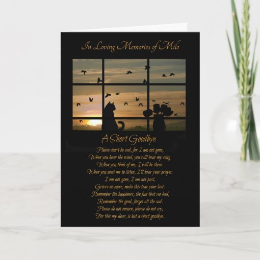 Cat Beileid Individuelle Name Spirituelles Gedicht Karte (Vorderseite)