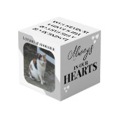 Cat Beileid Keepake Pet Memorial Graues Foto Würfel (Rückseite Schrägansicht)