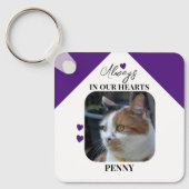 Cat Beileid Keepake Pet Memorial lila Schlüsselanhänger (Vorderseite)