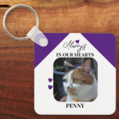 Cat Beileid Keepake Pet Memorial lila Schlüsselanhänger (Vorderseite)