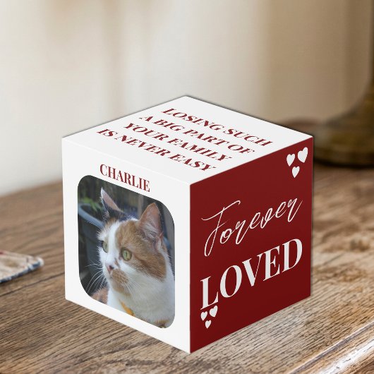 Cat Beileid Keepake Pet Memorial Maroon Foto Würfel