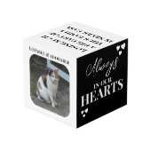 Cat Beileid Keepake Pet Memorial Schwarzes Foto Würfel (Rückseite Schrägansicht)