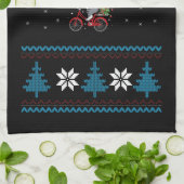 Cat Bicycle Ugly Christmas Geschirrtuch (Gefaltet)
