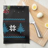 Cat Bicycle Ugly Christmas Geschirrtuch (Viertel Falte)