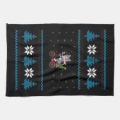 Cat Bicycle Ugly Christmas Geschirrtuch (Horizontal)