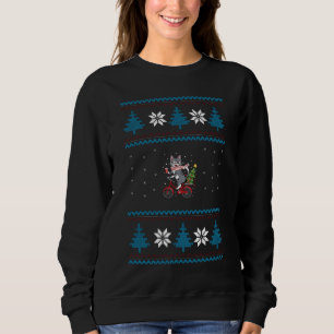 Cat Bicycle Ugly Christmas Sweatshirt