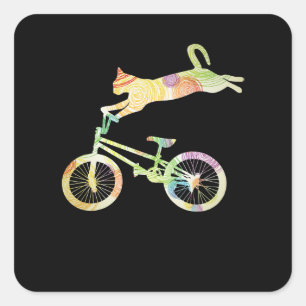 Cat Bike Cycling Bicycle - Ihre Geschenksammlung Quadratischer Aufkleber