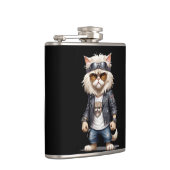 Cat Biker Rebel im Coolen Stil von Leder Jacket Ur Flachmann (Rechts)