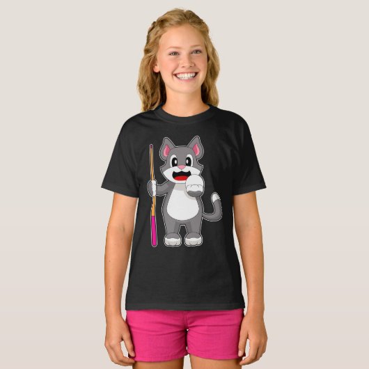 Cat Billiard Queue T-Shirt (Vorne ganz)
