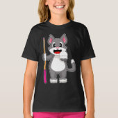 Cat Billiard Queue T-Shirt (Vorderseite)