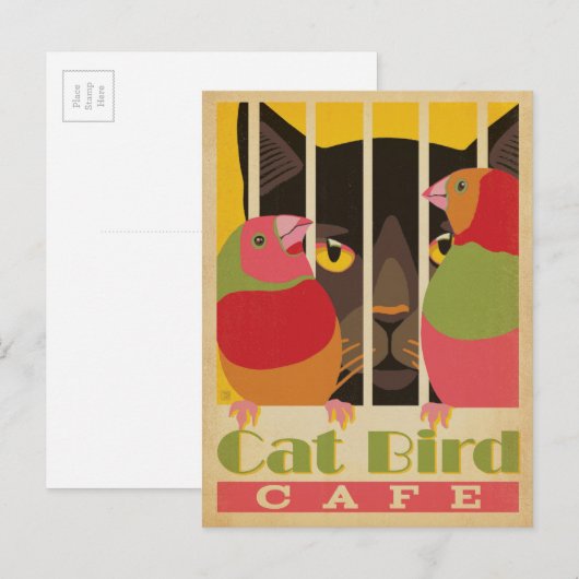 Cat Bird Café Postkarte (Vorne/Hinten)
