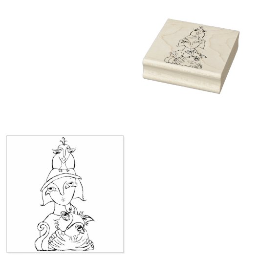 Cat Bird Lady Gummistempel (Stempel)