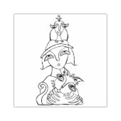 Cat Bird Lady Gummistempel (Prägung)