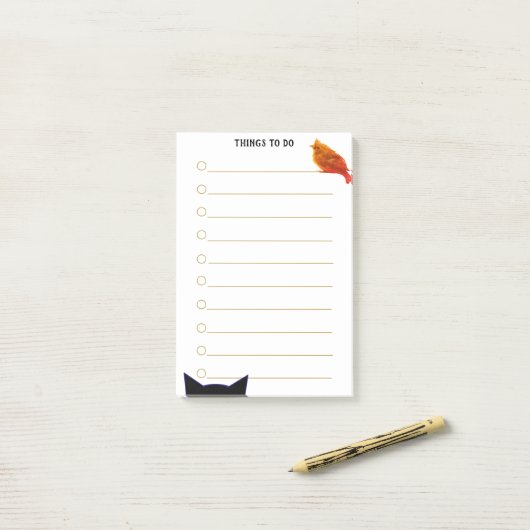 Cat & Bird Personalisierte Dinge tun Post-it Klebezettel (Auf Schreibtisch)