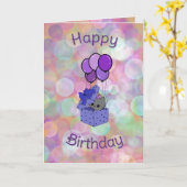 cat birthday card karte (Gelbe Blume)