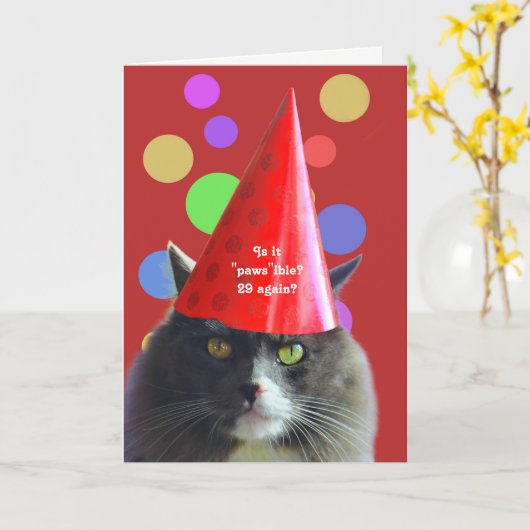 Cat Birthday Funny 29 Wieder Grumpy Cat Karte (Gelbe Blume)
