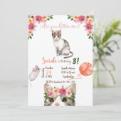 Cat Birthday Invitation, Cat Invitation, Kitty, Einladung (Stehend Vorderseite)