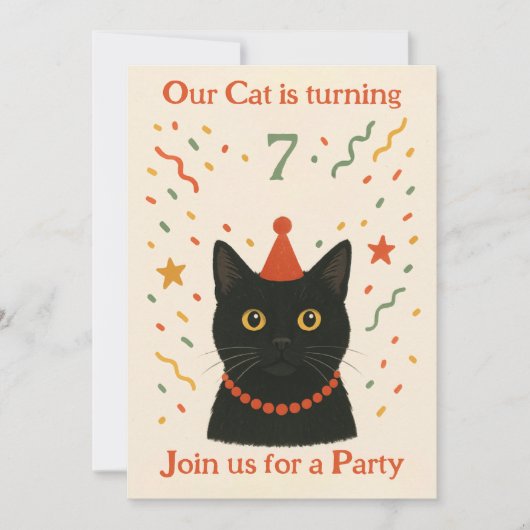 Cat Birthday Invitation Einladung (Vorderseite)
