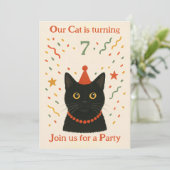 Cat Birthday Invitation Einladung (Stehend Vorderseite)