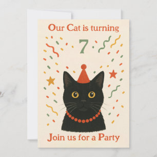Cat Birthday Invitation Einladung