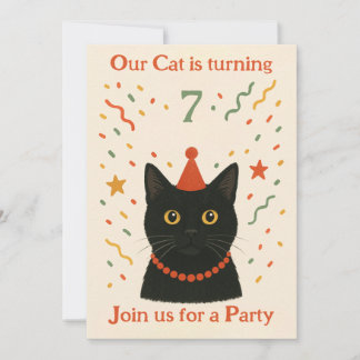 Cat Birthday Invitation Einladung