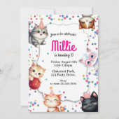 cat birthday invitation, kitty party invite einladung (Vorderseite)