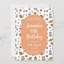 Cat Birthday Invite - Niedliches Party Art