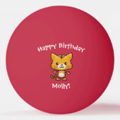 Cat Birthday Niedlich Happy Cartoon Geschenk Tischtennisball (Rückseite)