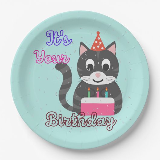Cat Birthday Pappteller (Vorderseite)