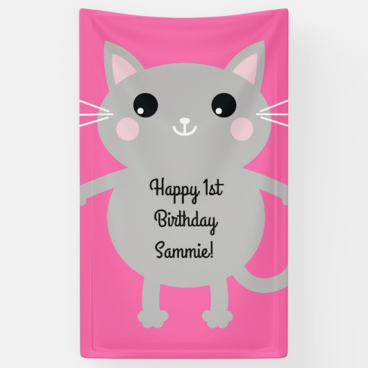 Cat Birthday Party Banner (Vertikal)