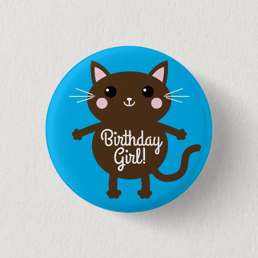 Cat Birthday Party Button (Vorderseite)
