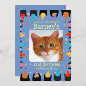 Cat Birthday Party Foto Einladung (Vorne/Hinten)