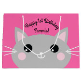 Cat Birthday Party Große Geschenktüte (Vorderseite)
