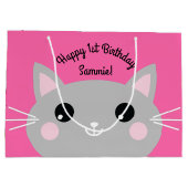 Cat Birthday Party Große Geschenktüte (Rückseite)