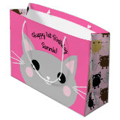 Cat Birthday Party Große Geschenktüte (Rückseite Schrägansicht)